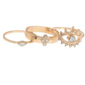 Gold Stacker Rings Evil Eye Stacker Ring Set CZ Gold Rings Diamonds Crystals NEW